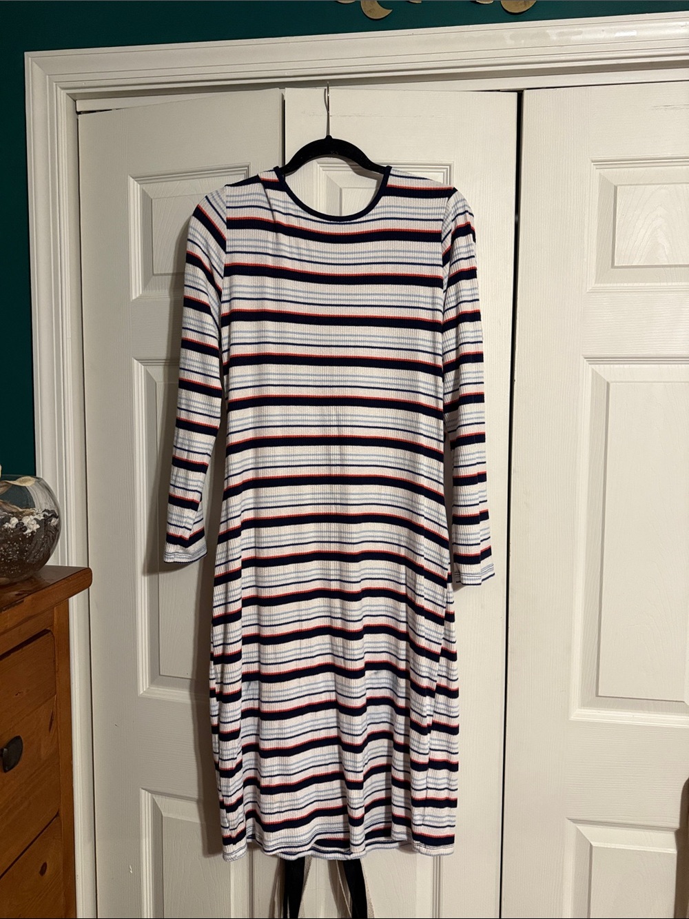 striped long sleeve dress